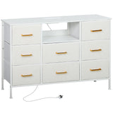Wooden Chest Of 8 Fabric Drawers 110cm Wide With Steel Frame - Velmora