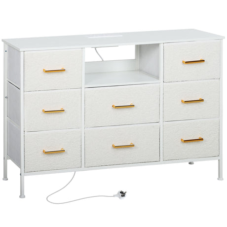 Wooden Chest Of 8 Fabric Drawers 110cm Wide With Steel Frame - Velmora