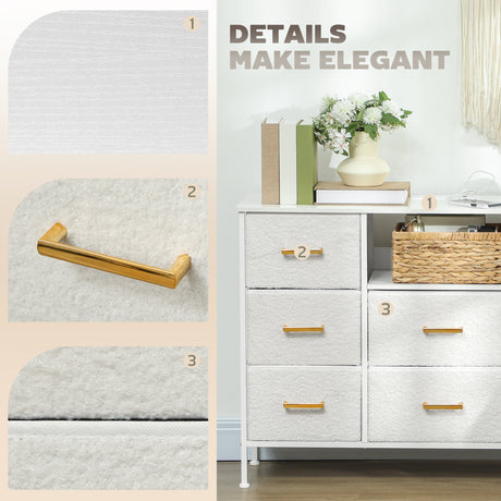 Wooden Chest Of 8 Fabric Drawers 110cm Wide With Steel Frame - Velmora