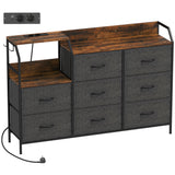 Wooden Chest Of 8 Fabric Drawers 130.5cm Wide With Steel Frame - Velmora