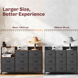 Wooden Chest Of 8 Fabric Drawers 130.5cm Wide With Steel Frame - Velmora