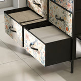 Wooden Chest Of 8 Fabric Drawers 79cm Wide With Steel Frame - Velmora