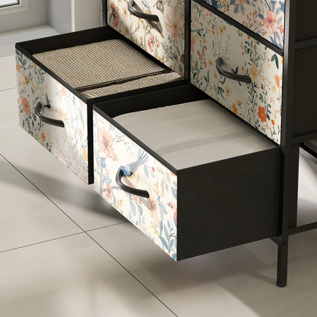Wooden Chest Of 8 Fabric Drawers 79cm Wide With Steel Frame - Velmora