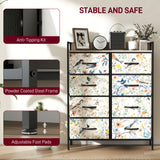 Wooden Chest Of 8 Fabric Drawers 79cm Wide With Steel Frame - Velmora