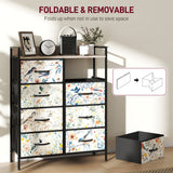 Wooden Chest Of 8 Fabric Drawers 79cm Wide With Steel Frame - Velmora