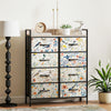 Wooden Chest Of 8 Fabric Drawers 79cm Wide With Steel Frame - Velmora