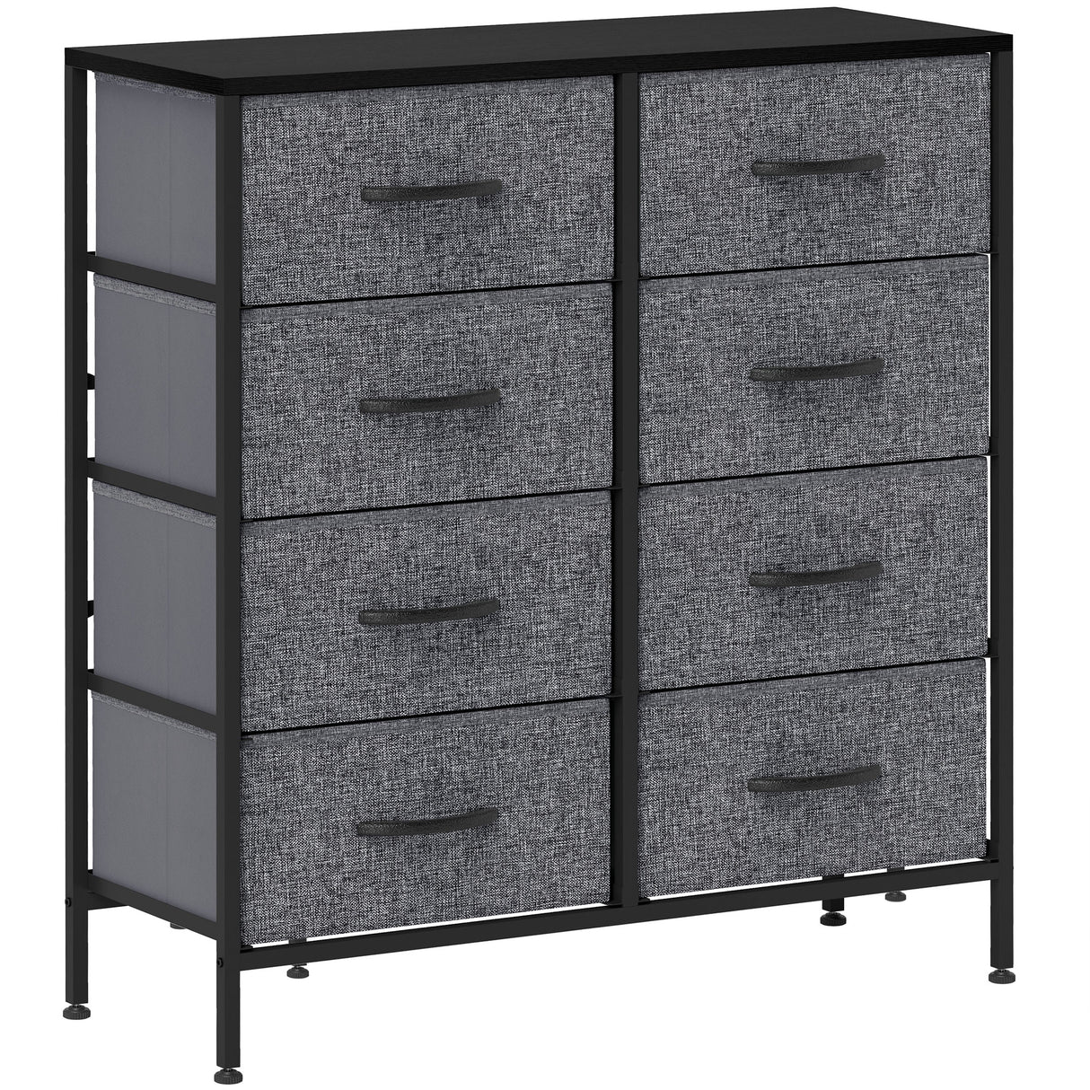 Wooden Chest Of 8 Fabric Drawers 80cm Wide With Steel Frame - Velmora