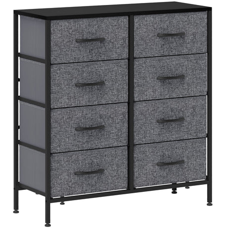 Wooden Chest Of 8 Fabric Drawers 80cm Wide With Steel Frame - Velmora