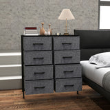 Wooden Chest Of 8 Fabric Drawers 80cm Wide With Steel Frame - Velmora