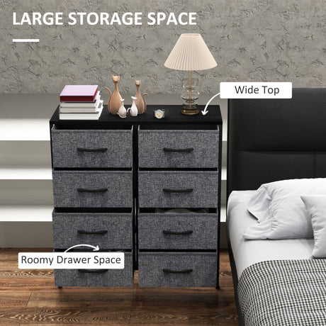 Wooden Chest Of 8 Fabric Drawers 80cm Wide With Steel Frame - Velmora