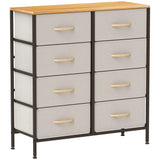 Wooden Chest Of 8 Fabric Drawers 80cm Wide With Steel Frame - Velmora