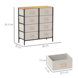 Wooden Chest Of 8 Fabric Drawers 80cm Wide With Steel Frame - Velmora