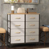 Wooden Chest Of 8 Fabric Drawers 80cm Wide With Steel Frame - Velmora
