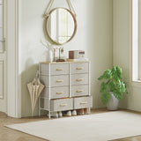 Wooden Chest Of 8 Fabric Drawers 80cm Wide With Steel Frame - Velmora