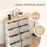Wooden Chest Of 8 Fabric Drawers 80cm Wide With Steel Frame - Velmora