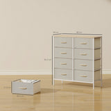 Wooden Chest Of 8 Fabric Drawers 80cm Wide With Steel Frame - Velmora