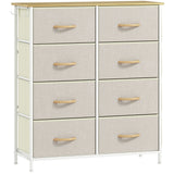 Wooden Chest Of 8 Fabric Drawers 86cm Wide With Steel Frame - Velmora