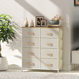 Wooden Chest Of 8 Fabric Drawers 86cm Wide With Steel Frame - Velmora