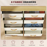 Wooden Chest Of 8 Fabric Drawers 86cm Wide With Steel Frame - Velmora