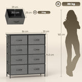 Wooden Chest Of 8 Fabric Drawers 86cm Wide With Steel Frame - Velmora
