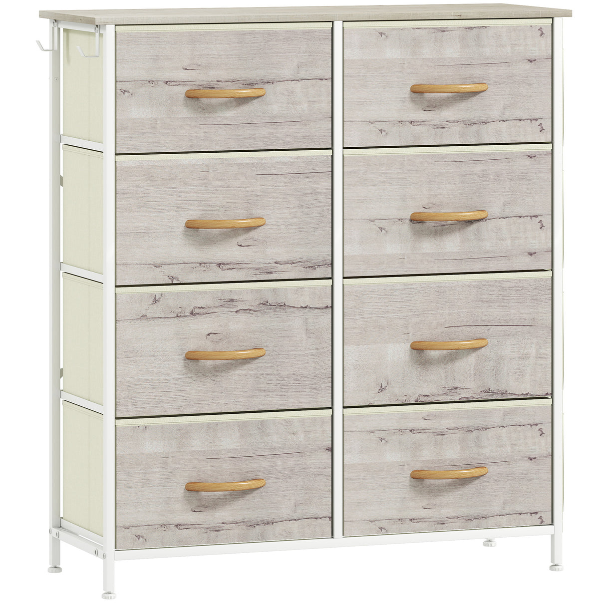 Wooden Chest Of 8 Fabric Drawers 86cm Wide With Steel Frame - Velmora