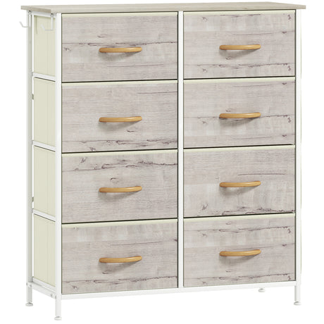 Wooden Chest Of 8 Fabric Drawers 86cm Wide With Steel Frame - Velmora