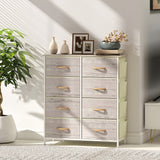 Wooden Chest Of 8 Fabric Drawers 86cm Wide With Steel Frame - Velmora
