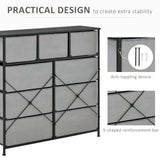 Wooden Chest Of 9 Fabric Drawers 100cm Wide With Black Steel Frame - Velmora
