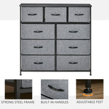 Wooden Chest Of 9 Fabric Drawers 100cm Wide With Black Steel Frame - Velmora