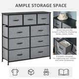 Wooden Chest Of 9 Fabric Drawers 100cm Wide With Black Steel Frame - Velmora
