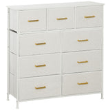 Wooden Chest Of 9 Fabric Drawers 100cm Wide With Steel Frame - Velmora