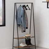 Wooden Clothes Rack With 2 Wooden Shelves - Seaford
