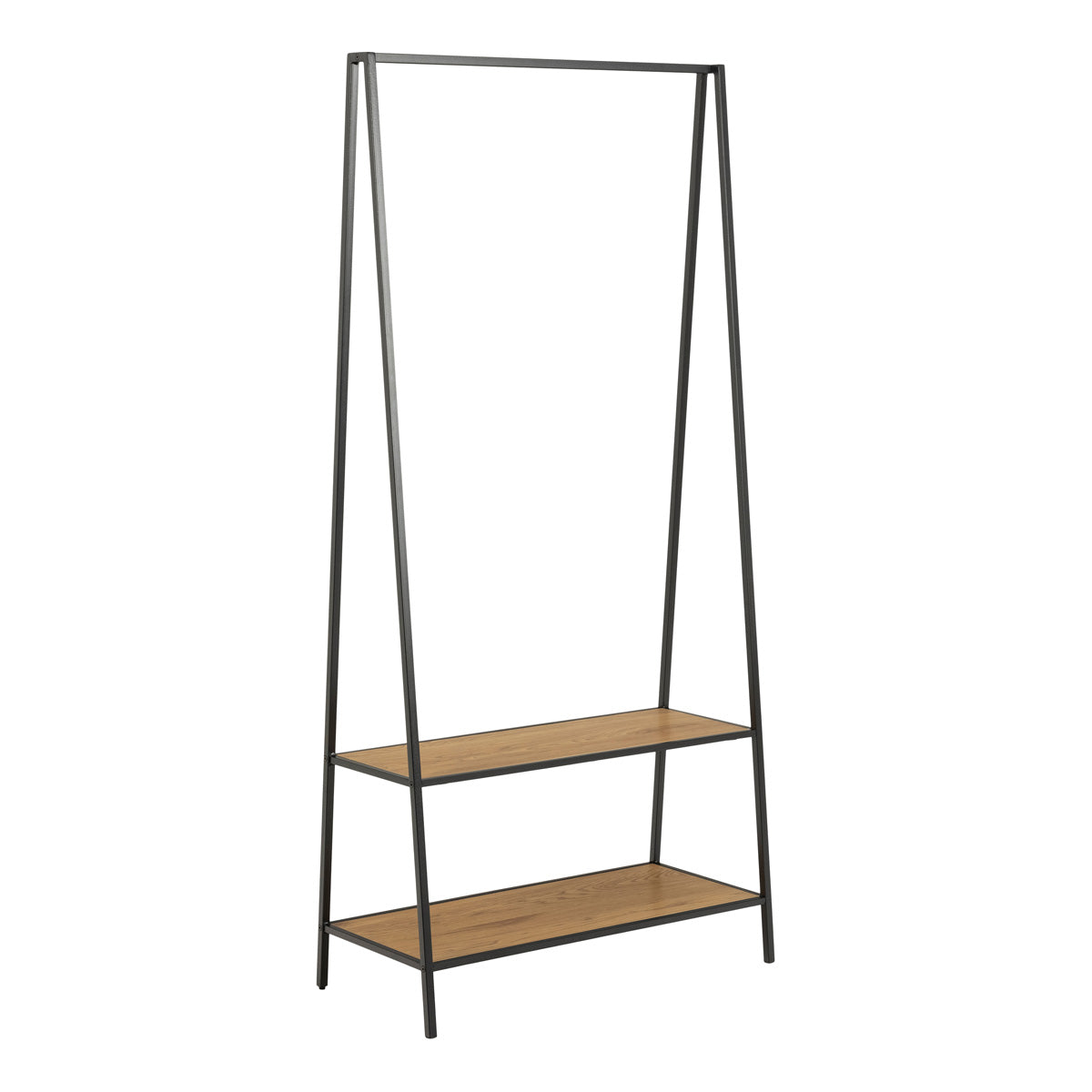 Wooden Clothes Rack With 2 Wooden Shelves - Seaford