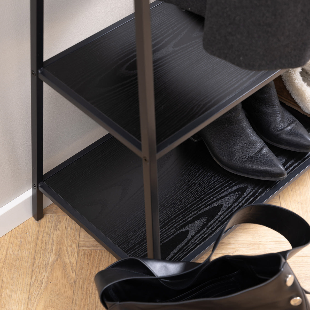 Wooden Clothes Rack With 2 Wooden Shelves - Seaford