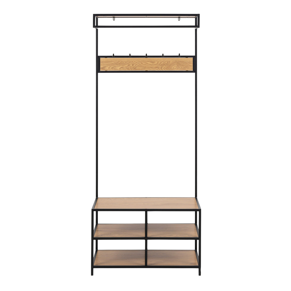 Wooden Clothes Rack With 3 Wooden Shelves - Seaford