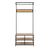 Wooden Clothes Rack With 3 Wooden Shelves - Seaford