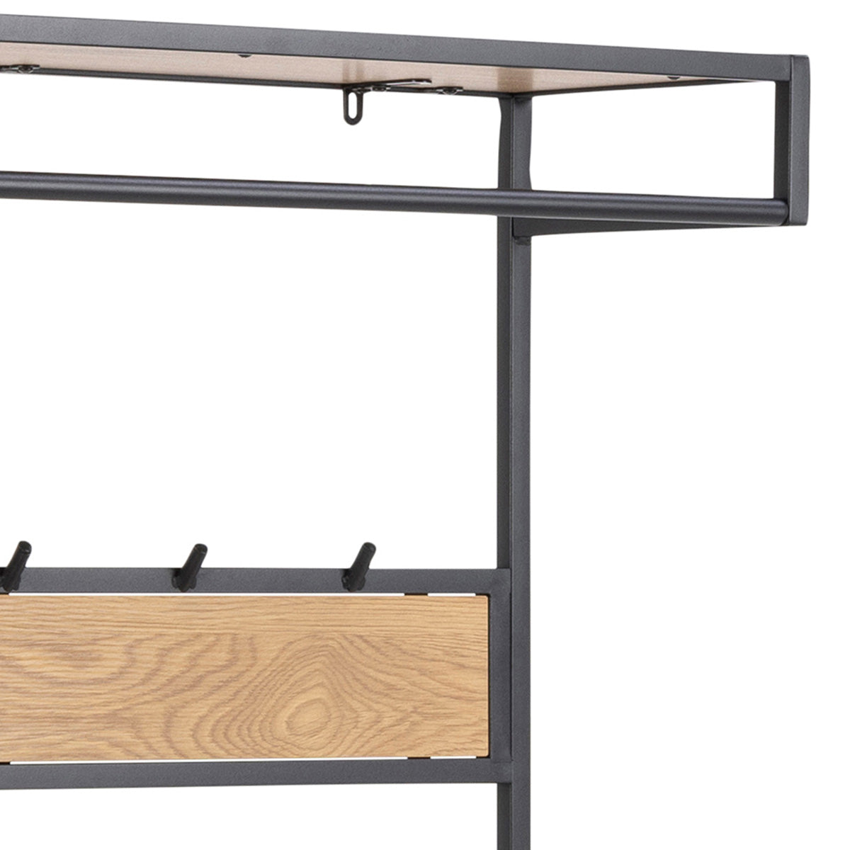 Wooden Clothes Rack With 3 Wooden Shelves - Seaford