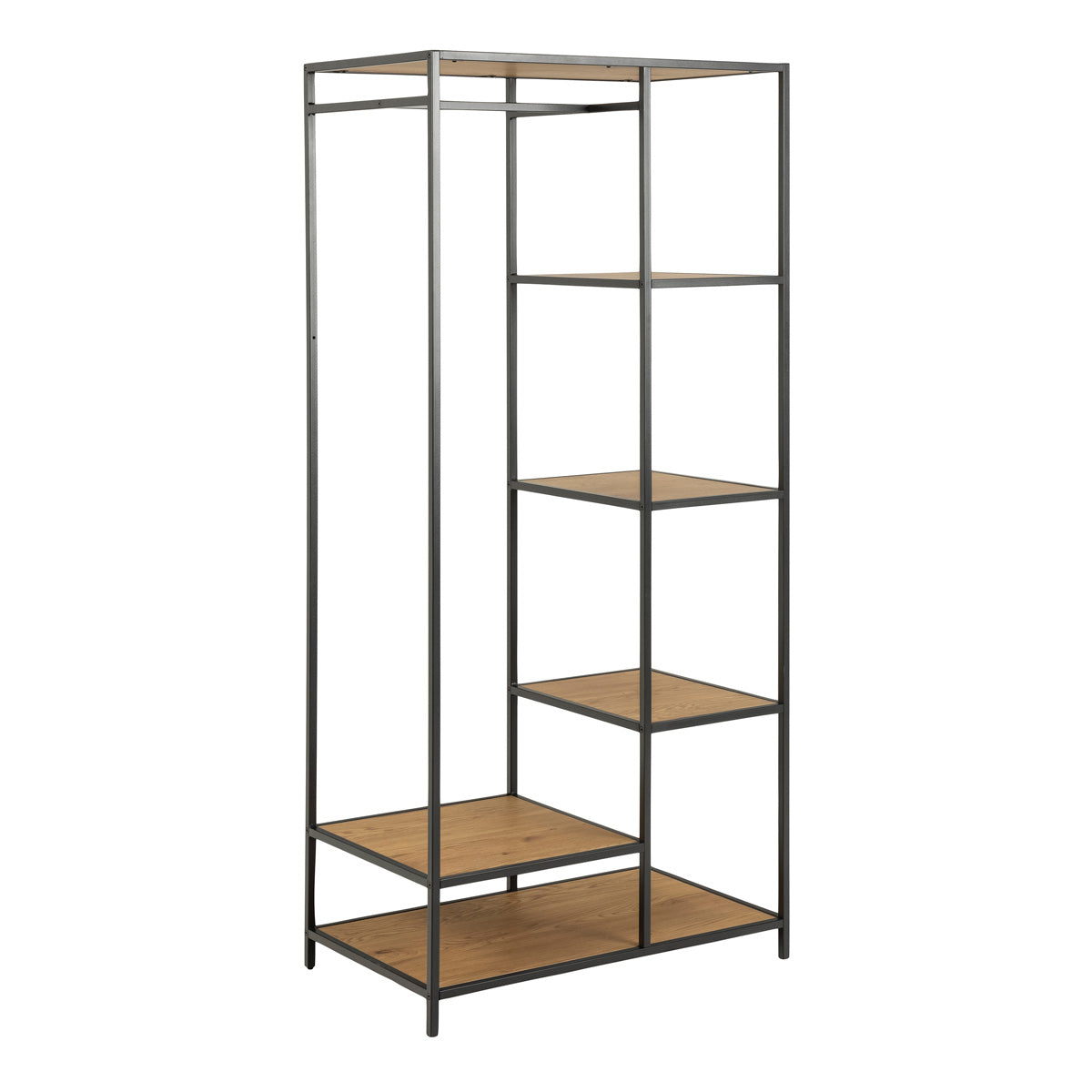 Wooden Clothes Rack With 5 Wooden Shelves - Seaford