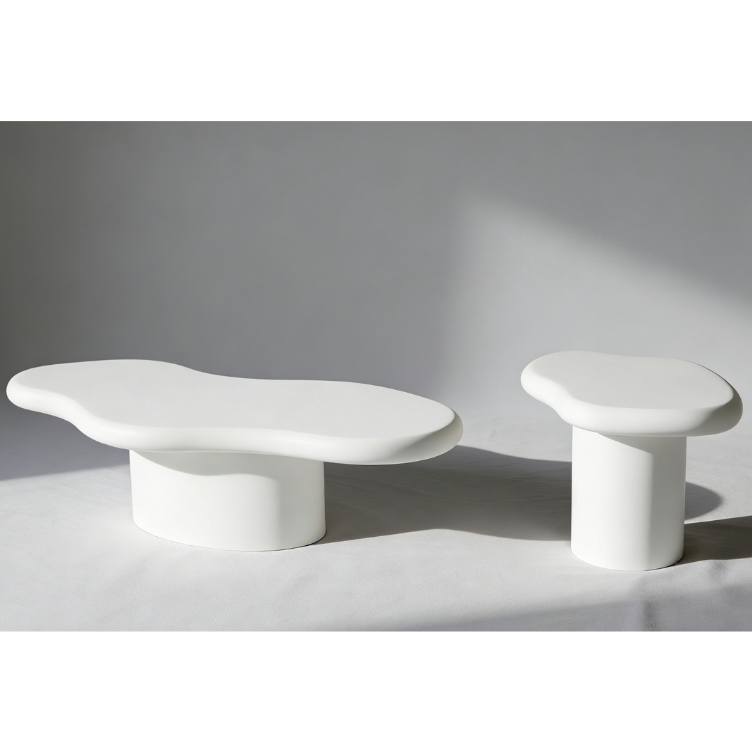 Wooden Coffee And End Table in Irregular Shape - Marcello