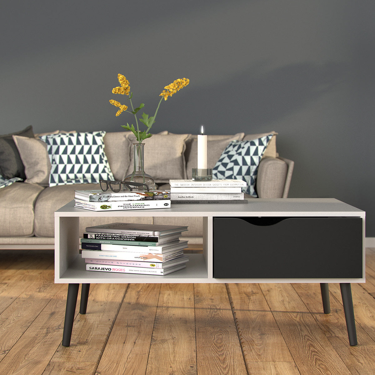 Wooden Coffee Table With 1 Drawer And 1 Shelf - Oslo