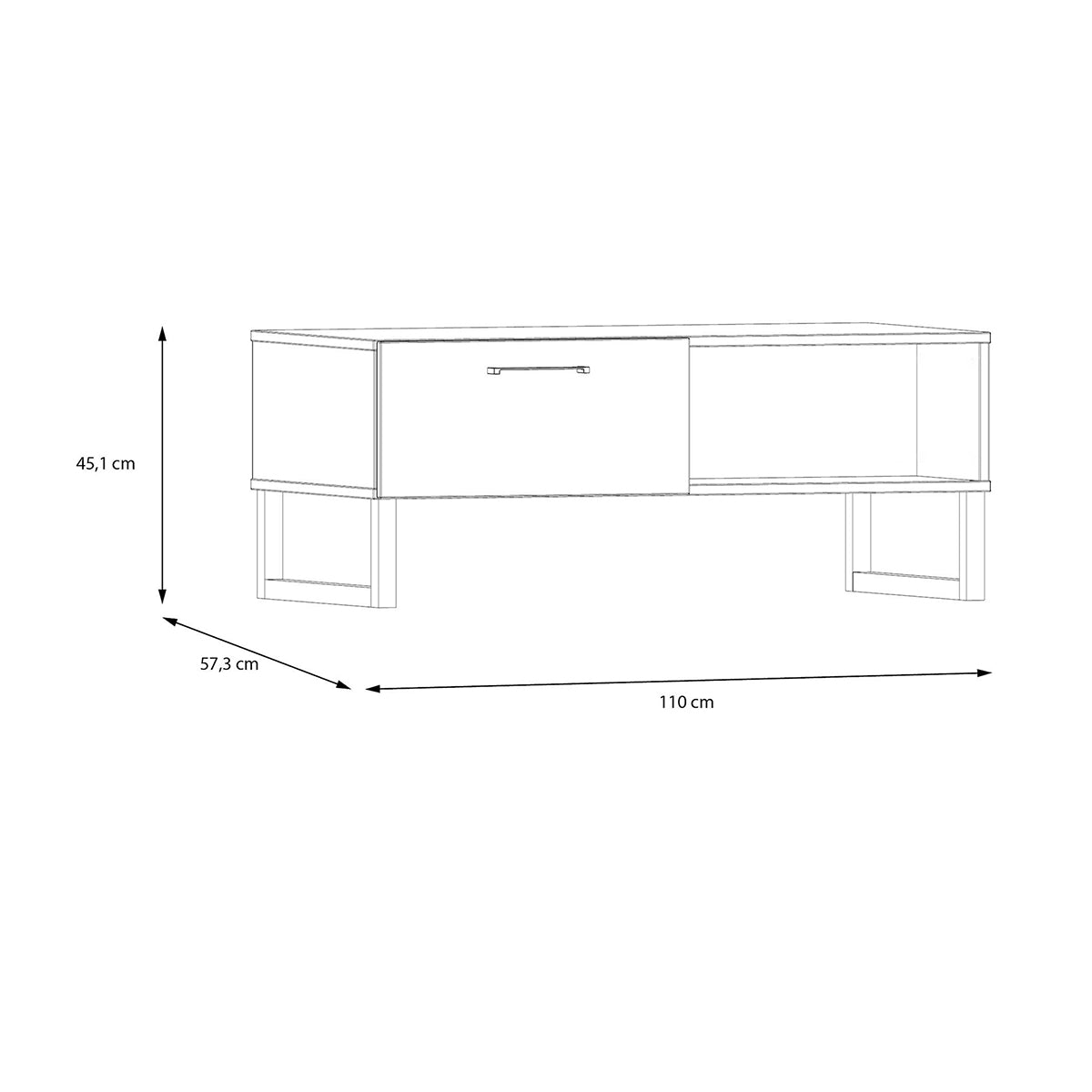 Wooden Coffee Table With 1 Drawer And 1 Shelf - Sali
