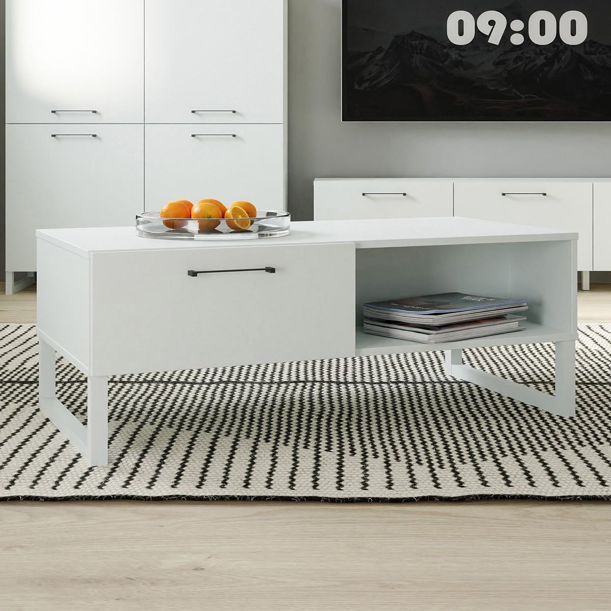 Wooden Coffee Table With 1 Drawer And 1 Shelf - Sali