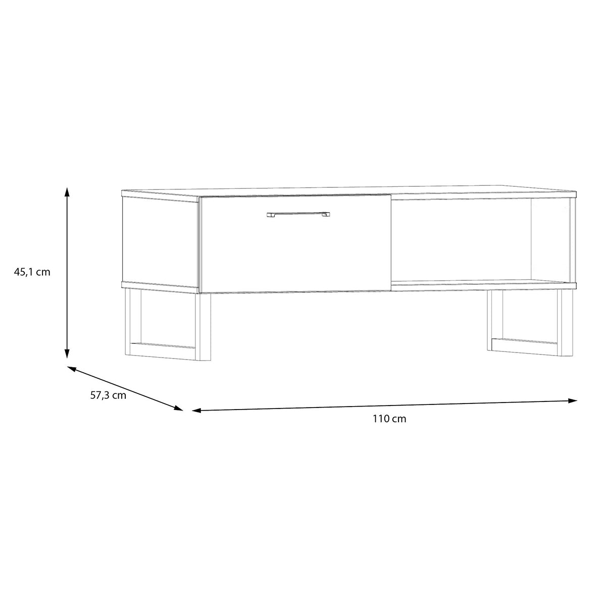 Wooden Coffee Table With 1 Drawer And 1 Shelf - Sali
