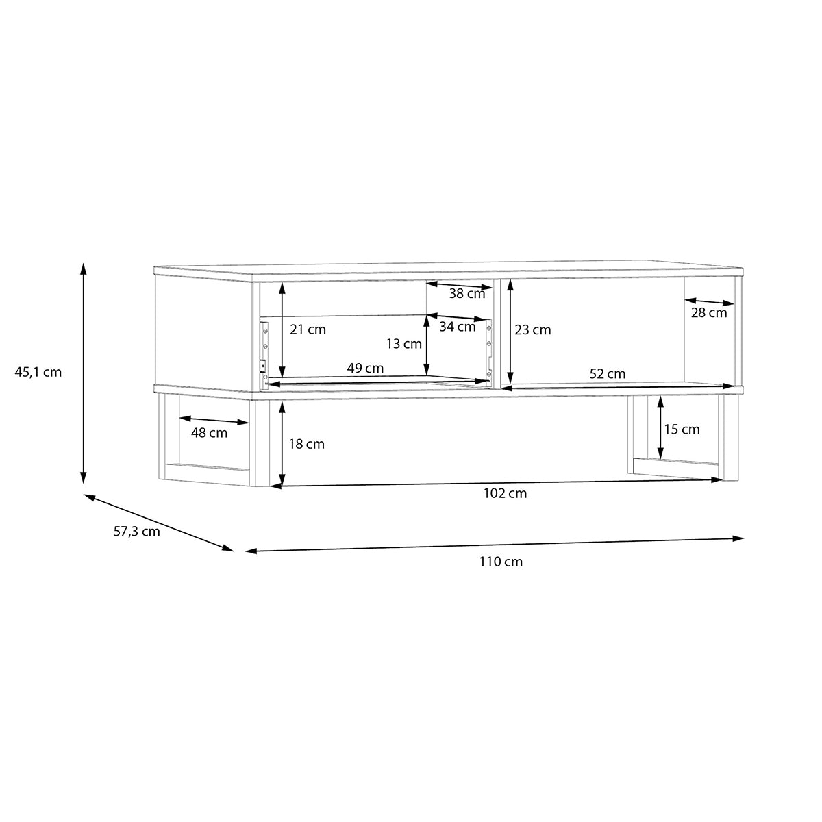 Wooden Coffee Table With 1 Drawer And 1 Shelf - Sali