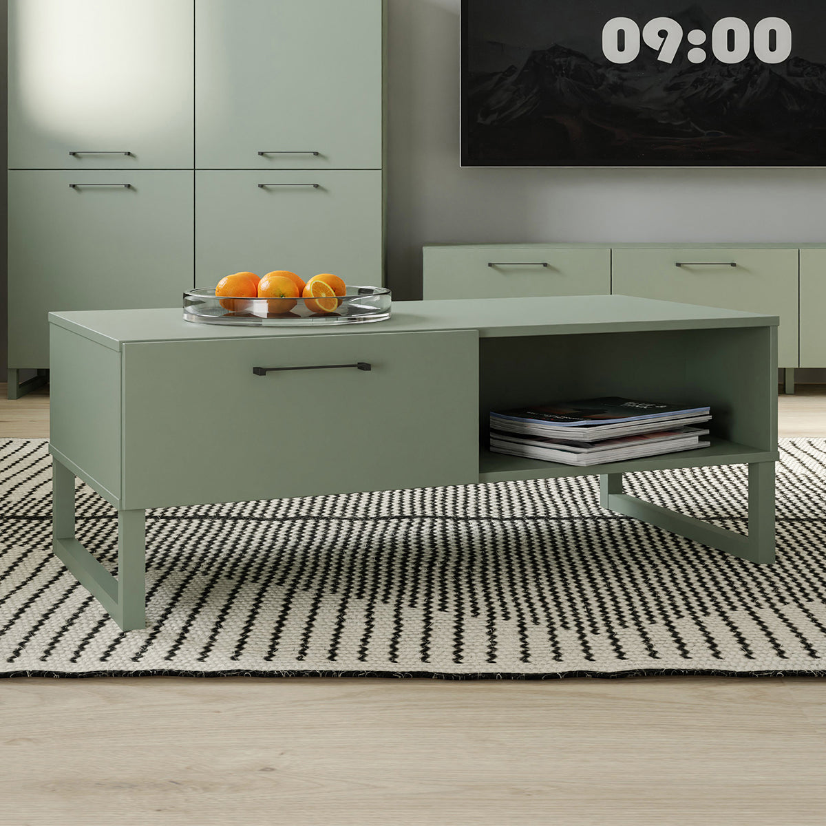 Wooden Coffee Table With 1 Drawer And 1 Shelf - Sali