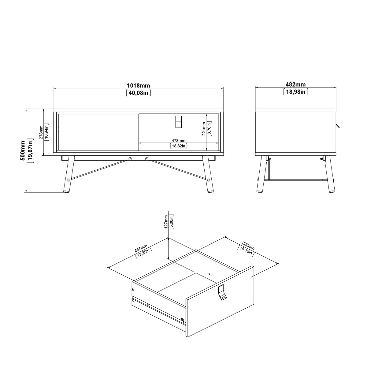 Wooden Coffee Table With 1 Drawer - Ry
