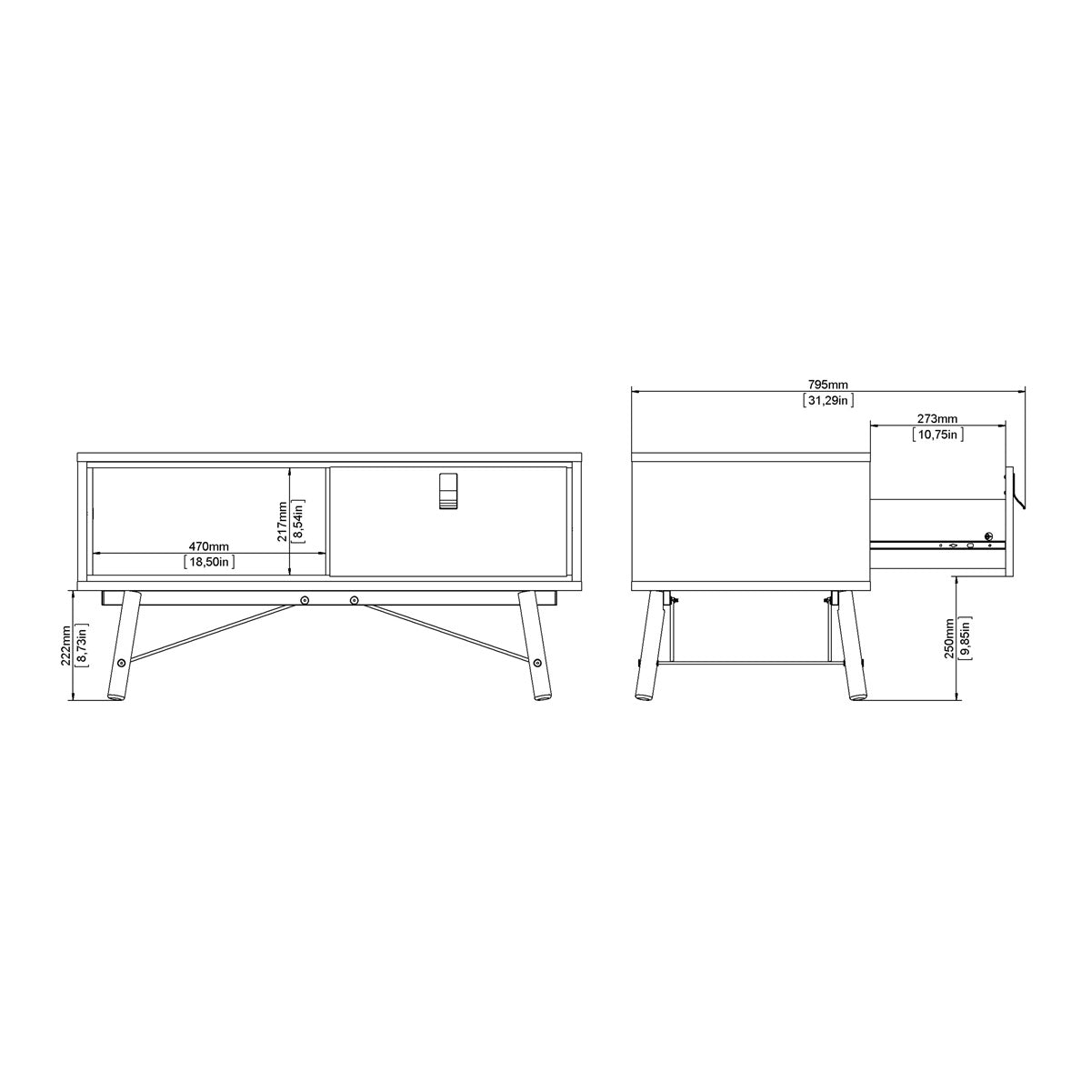 Wooden Coffee Table With 1 Drawer - Ry