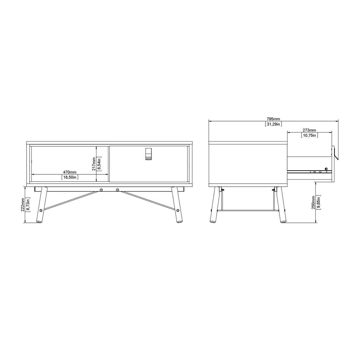 Wooden Coffee Table With 1 Drawer - Ry