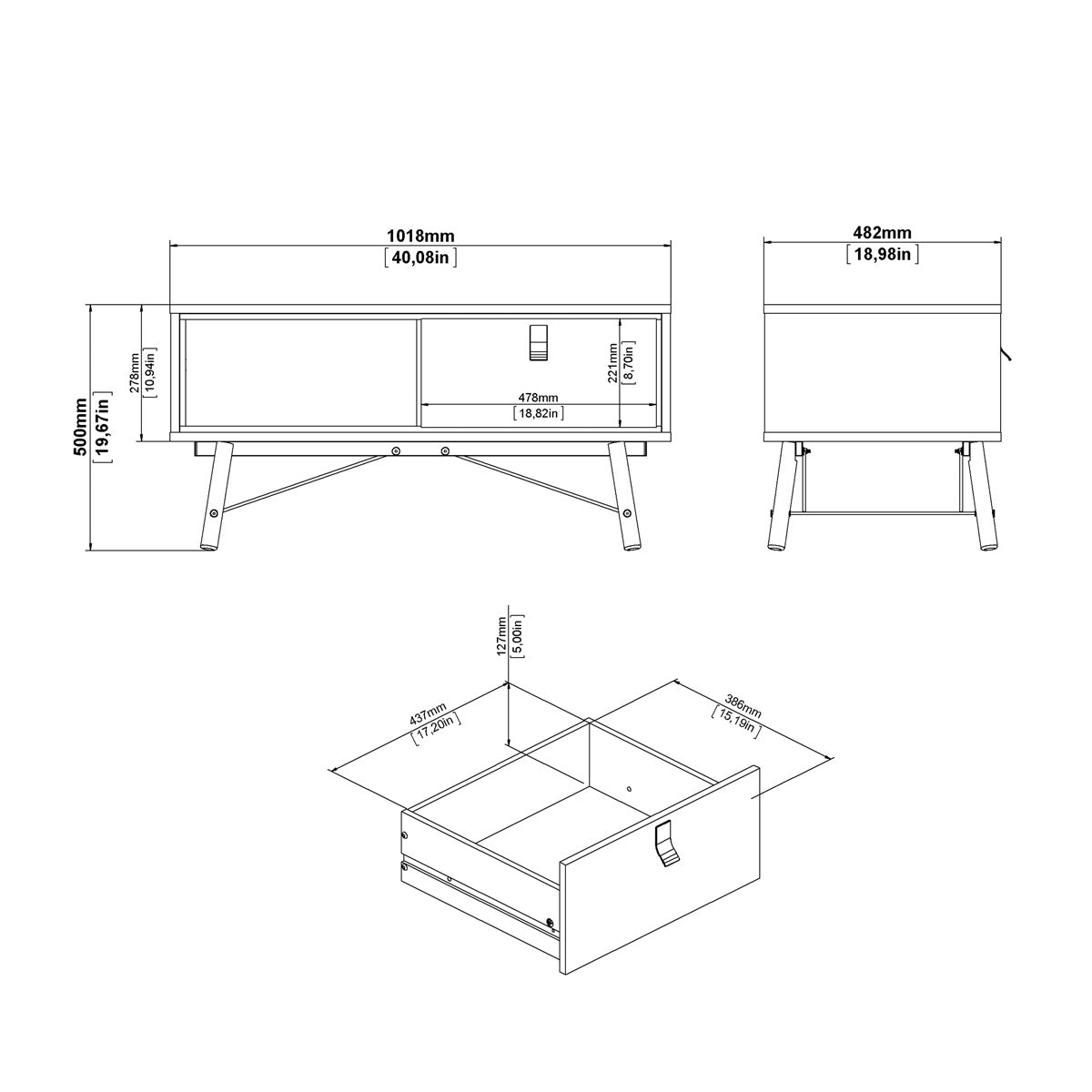 Wooden Coffee Table With 1 Drawer - Ry