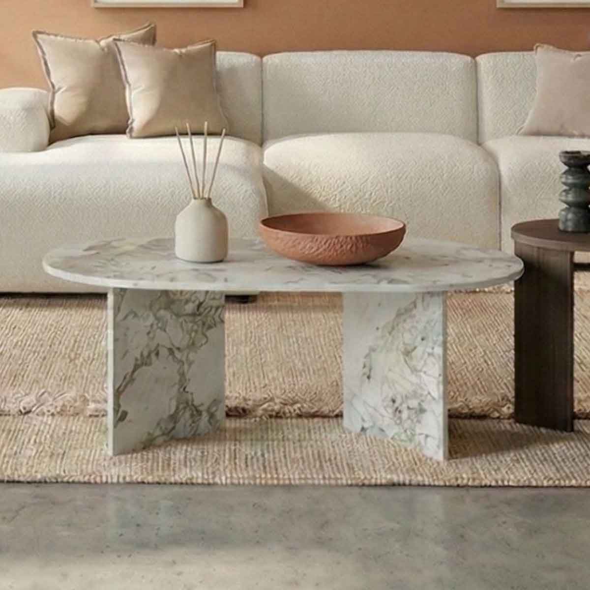 Wooden Coffee Table 100cm Wide Oval - Aura